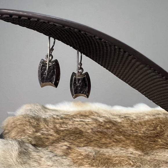 Barse 925 Thai Silver and Turquoise Rectangle Cabochon Earrings Vintage - Picture 4 of 5